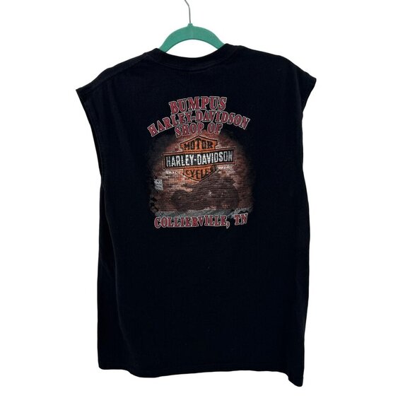 Harley-Davidson Mens Sleeveless T-Shirt XL Black Collierville TN Eagle Graphic R - Picture 3 of 7